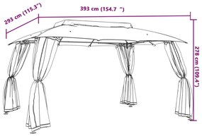 Κιόσκι με Διπλούς Τοίχους/Δίχτυ Κρεμ 3,93x2,93 μ. από Ατσάλι - Κρεμ