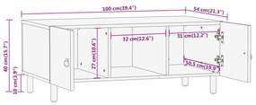 Τραπεζάκι Σαλονιού 100 x 54 x 40 εκ. από Μασίφ Ξύλο Μάνγκο - Καφέ