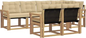 vidaXL Σειρά Καναπέ Εξωτερικού με μαξιλάρι 7 pcs Λευκό και Μπεζ