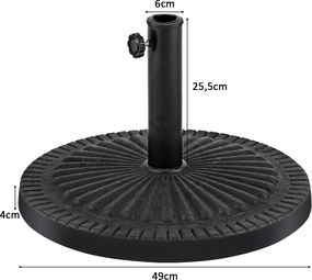 Costway Στρογγυλή Βάση Ομπρέλας Φ49cm με Σφιγκτήρα και Ανθεκτική Σιδερένια Ράβδο OP3888