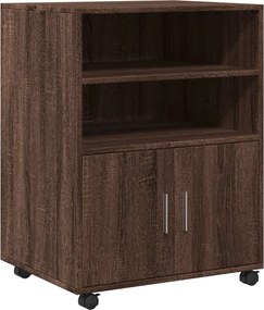 vidaXL Ντουλάπι Με Ροδάκια Καφέ Δρυς 60x48x81 εκ. Επεξεργασμένο Ξύλο