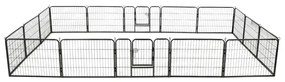 vidaXL Πάρκο Σκύλου με 16 Πάνελ Μαύρο 60 x 80 εκ. Ατσάλινο