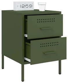 vidaXL Κομοδίνο Πράσινο Λαδί 36x39x50,5 εκ. από Χάλυβα