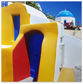 Πίνακας σε καμβά &quot;Santorini&quot; Megapap ψηφιακής εκτύπωσης 50x50x3εκ.