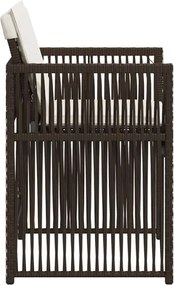 vidaXL Καρέκλες Κήπου 4 τεμ. Καφέ Συνθ. Ρατάν Μαξιλάρια