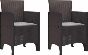 vidaXL Καρέκλα Κήπου 2 pcs Καφέ Πολυπροπυλένιο