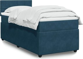 vidaXL Κρεβάτι Boxspring με Στρώμα Μπλε 100x200 εκ. Βελούδινο