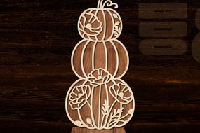 Σετ των 2 Intra απο ξύλο plywood  Χρώμα wenge 3mm-4mm πάχος - Floral Pumpkin Δίασταση 20x20 cm INTRAFABR-114965454