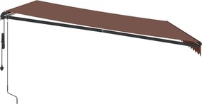 vidaXL Τέντα Πτυσσόμενη Αυτόματη με LED Καφέ 450x350 εκ.