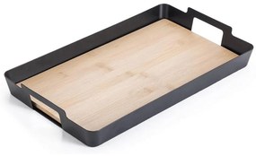 Δίσκος Σερβιρίσματος Kitchen Trend CLG7599242BK 42x25cm Black-Natural Oriana Ferrelli Μέταλλο