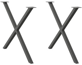 vidaXL Πόδια Τραπεζαρίας σε Σχήμα Χ, 2 τεμ. Ανθρακί 90x(72-73) εκ. Ατσάλι