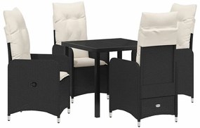 vidaXL Σέτ φαγητού για κήπο με μαξιλάρι 5 pcs Μαύρο Πολυ ράταν