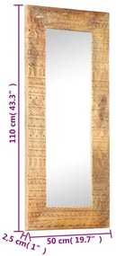vidaXL Καθρέφτης Σκαλιστός στο Χέρι 110x50x2,5εκ από Μασίφ Ξύλο Μάνγκο