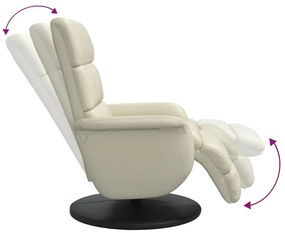 Πολυθρόνα Ανακλινόμενη με Υποπόδιο Κρεμ από Συνθετικό Δέρμα - Κρεμ