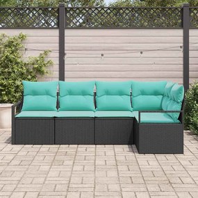 vidaXL Σετ Καναπέ 5 pcs Μαύρο συνθετικό ρατάν
