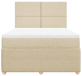 vidaXL Κρεβάτι Boxspring με Στρώμα Κρεμ 140x190 εκ. Υφασμάτινο