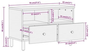 Έπιπλο Τηλεόρασης 70 x 33 x 46 εκ. από Μασίφ Ξύλο Μάνγκο - Καφέ