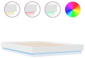 vidaXL Πλαίσιο Κρεβατιού με LED Λευκό 140 x 200 εκ.