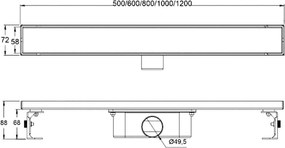 Tema Inox Body Black Matt - Γραμμικό Σιφώνι Δαπέδου - 50 εκ.