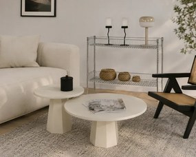Stewehome Σετ 2 μεσαία τραπέζια σαλονιού από MDF με στρογγυλό σχήμα Μπεζ