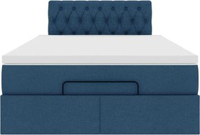 vidaXL Οθωμανικό κρεβάτι με στρώμα μπλε 120x190 cm ύφασμα