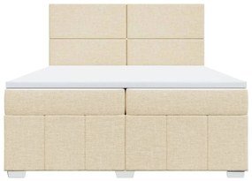 Κρεβάτι Boxspring με Στρώμα Κρεμ 200x200 εκ. Υφασμάτινο - Κρεμ