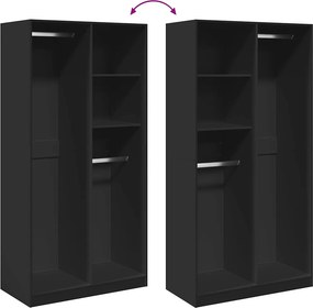 vidaXL Ντουλάπα Μαύρη 100x50x200 εκ. από Επεξεργασμένο Ξύλο