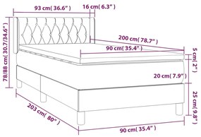 Κρεβάτι Boxspring με Στρώμα Ροζ 90x200 εκ. Βελούδινο - Ροζ