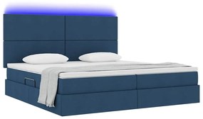 vidaXL LED Κρεβάτι αποθήκευσης με στρώμα Μπλε 200 x 200 cm Ύφασμα