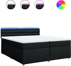 vidaXL Κρεβάτι Boxspring με Στρώμα Μαύρο 200x200 εκ. Υφασμάτινο