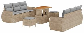 vidaXL Σετ Καναπέ Κήπου με μαξιλάρι 9 pcs Μπεζ συνθετικό ρατάν