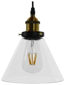 Κρεμαστό Φωτιστικό Οροφή Γυάλινο Φ18 GloboStar CONE 01169-1169-Διάφανο 01169