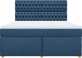 vidaXL Κρεβάτι Boxspring με Στρώμα Μπλε 180x200 εκ. Υφασμάτινο