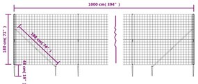 vidaXL Συρματόπλεγμα Περίφραξης Πράσινο 1,8 x 10 μ. με Καρφωτές Βάσεις