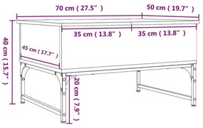 Τραπεζάκι Σαλονιού Μαύρο 70 x 50 x 40 εκ. Επεξ. Ξύλο/Μέταλλο - Μαύρο