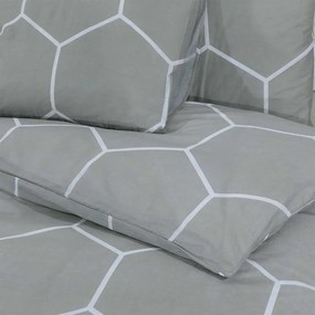 vidaXL Σετ Παπλωματοθήκης Γκρι και Λευκό 135x200 εκ. Βαμβακερό