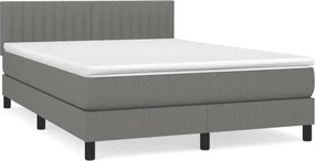 vidaXL Κρεβάτι Boxspring με Στρώμα Σκούρο Γκρι 140x200 εκ Υφασμάτινο