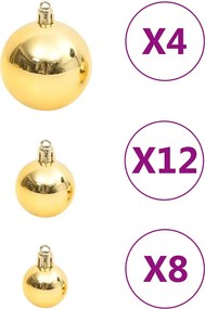 vidaXL Σετ Μπάλες Χριστουγεννιάτικες 111 τεμ. Χρυσές από Πολυστυρένιο