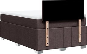 vidaXL Κρεβάτι Boxspring με Στρώμα Σκούρο Καφέ 120x190 εκ Υφασμάτινο