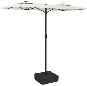 vidaXL Ομπρέλα Κήπου με Διπλή Κορυφή Χρώμα Λευκό Άμμου 316 x 145 εκ.