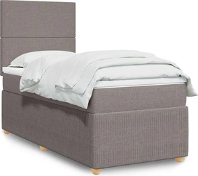 vidaXL Κρεβάτι Boxspring με Στρώμα Taupe 90x200 εκ. Υφασμάτινο