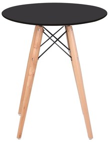 ART Wood Tραπέζι, Πόδια Οξιά Φυσικό, Επιφάνεια MDF Μαύρο Φ60cm H.70cm
