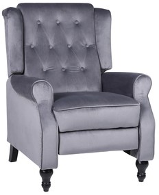 Πολυθρόνα Ανακλινόμενη ArteLibre ALNAIR Γκρι Βελούδο 78x85x104cm