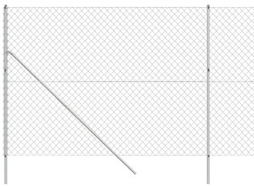 vidaXL Συρματόπλεγμα Περίφραξης Ασημί 1,6 x 25 μ. με Στύλους