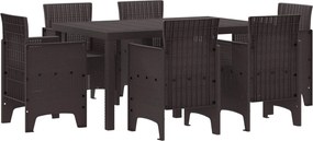 vidaXL Σέτ φαγητού για κήπο 7 pcs Καφέ Rattan Polt