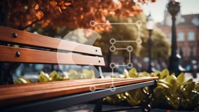 Intra Συλλεκτικό Ξύλινο Παζλ Plywood 4mm - Ξύλινος πάγκος σε ένα πάρκο με φθινοπωρινά δέντρα Σε Ξύλινο Κουτί - Διαστάσεις Puzzle: 10x10 cm – 25 κομμάτια