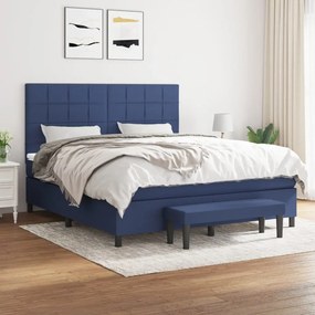 Κρεβάτι Boxspring με Στρώμα Μπλε 180x200 εκ. Υφασμάτινο - Μπλε