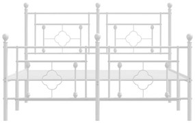 Πλαίσιο Κρεβατιού με Κεφαλάρι&amp;Ποδαρικό Λευκό 140x190εκ. Μέταλλο - Λευκό