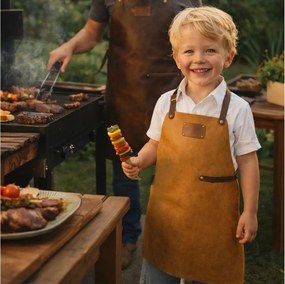 ΣΥΛΛΟΓΉ CHEF ΕSSENTIALS SMOOTH LEATHER KIDS APRON CAMEL DOXX AMSTERDAM
