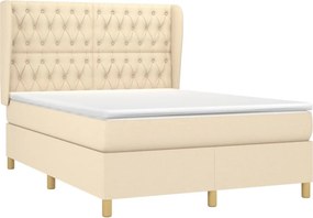 vidaXL Κρεβάτι Boxspring με Στρώμα Κρεμ 140x200 εκ. Υφασμάτινο